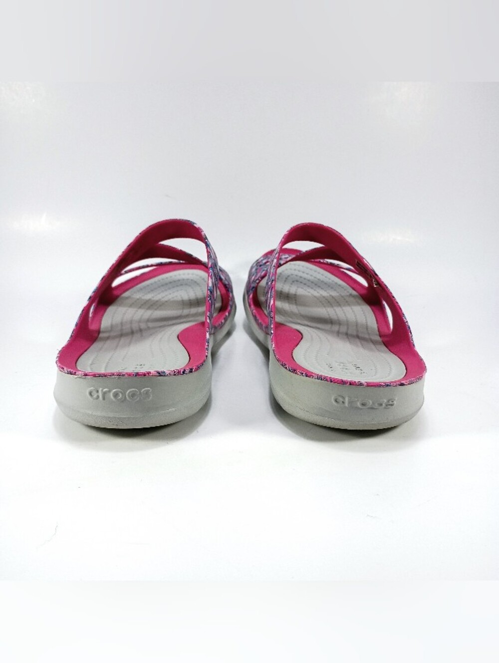 CROCS Swiftwater Sandal Womens 9 Pink And Purple Floral Graphic Slide Sandals - Picture 7 of 10